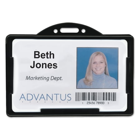 Advantus Horizontal ID Card Holders, 3 3/8 x 2 1/8, Black, 25 per Pack -AVT75656
