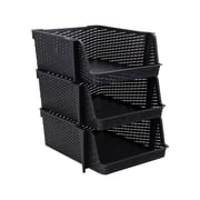 Advantus Nest and Stack Open Lid Storage Bin Black 3/Pack 39221