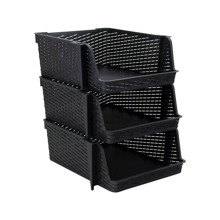 Plastic Stackable Basket Tray, Set of 3 - General - Storage