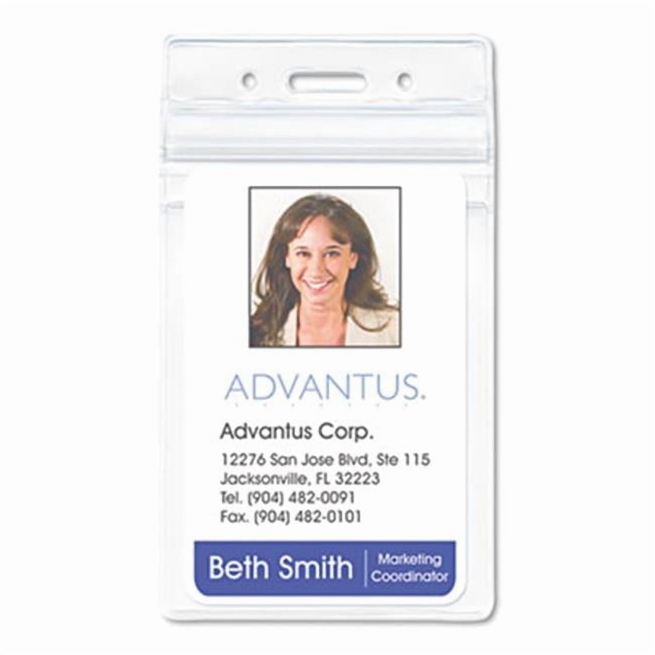 Advantus  PVC-Free Badge Holders- Vertical- 3 in. x 4 in.- Clear- 50-Pack
