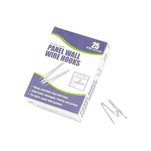 Advantus Panel Wall Wire Hooks, Silver, 25 Hooks/Pack 75370