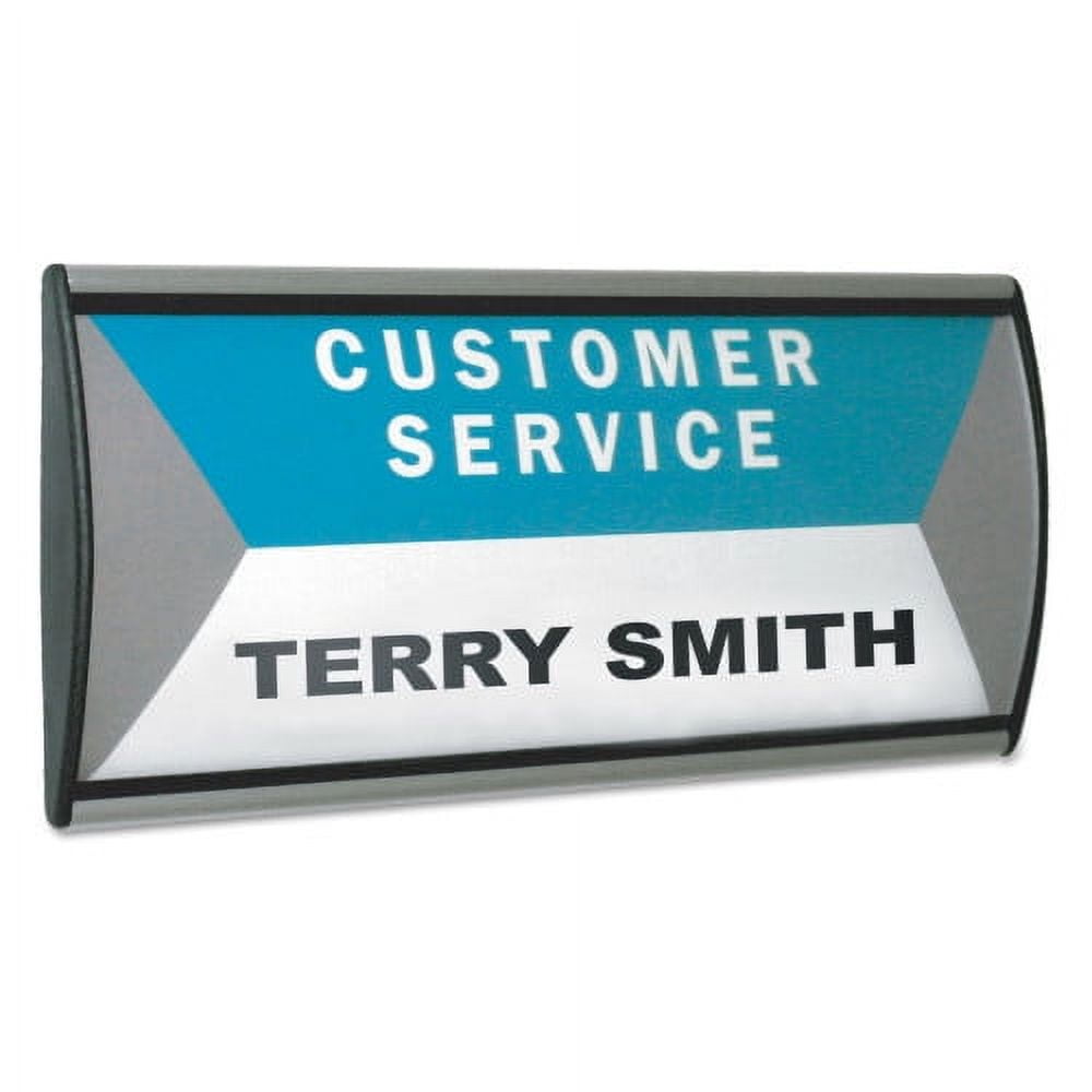 Advantus People Pointer Wall/Door Sign, Aluminum Base, 8.75 x 4, Black/Silver, Each