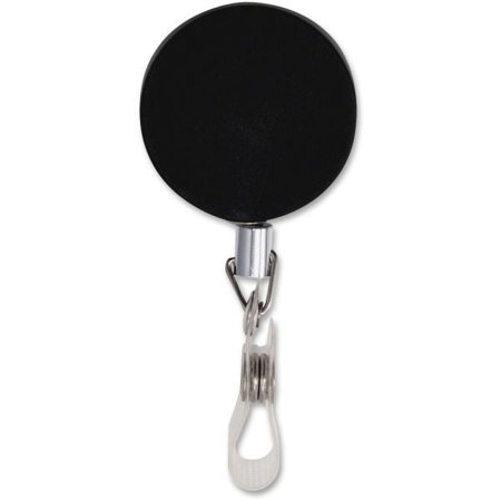 Advantus Premier Heavy-Duty Retractable ID Card Reel, 24" Extension, Black/Silver, 12/Box, Each