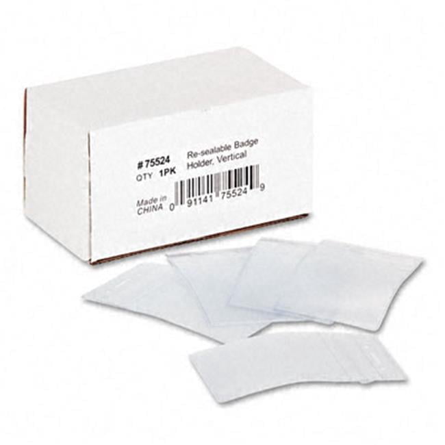 Advantus  Resealable ID Badge Holder Vertical 50 Per Pack - Clear