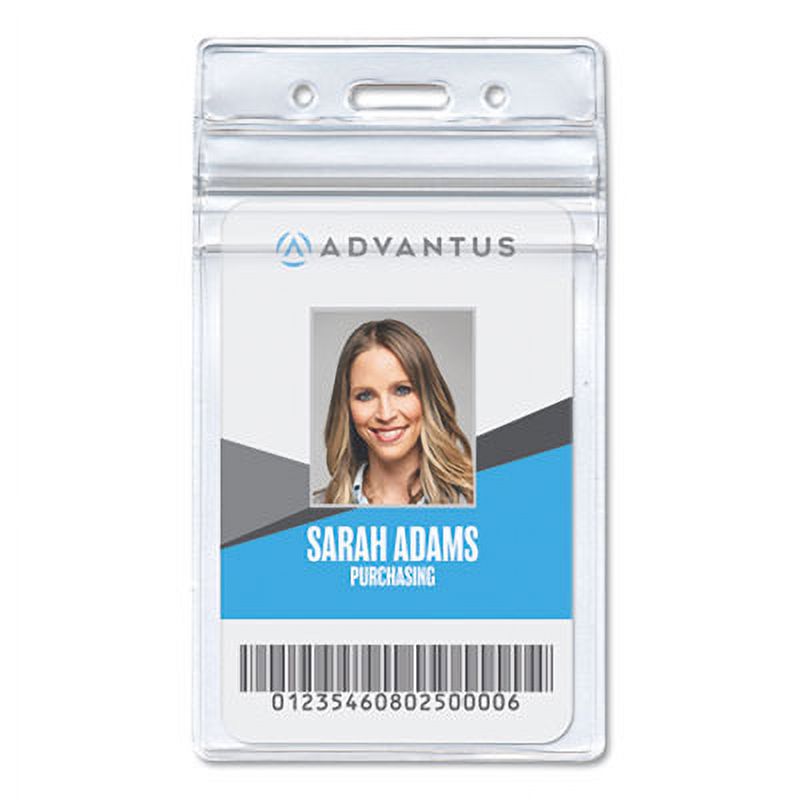 Advantus Resealable ID Badge Holders, Vertical, Frosted 3.68" x 5