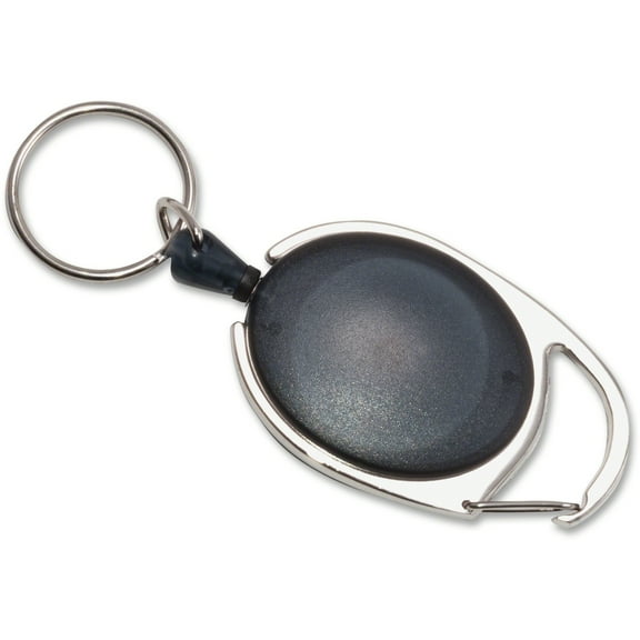 Advantus Retractable Carabiner Style Reel with Key Ring, Smoke, 6 Count