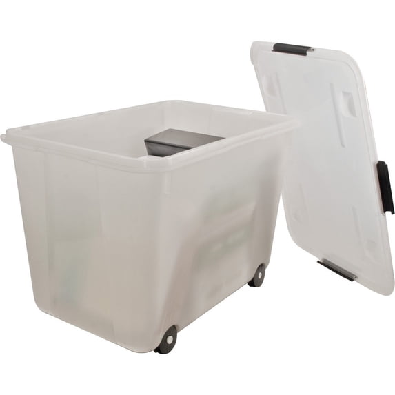 Advantus Rolling Storage Box, Letter/Legal, 15-Gallon Size, Clear