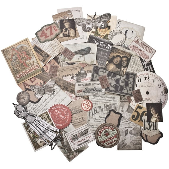 Tim Holtz Idea-ology Thrift Shop Ephemera Pack, 54 Count