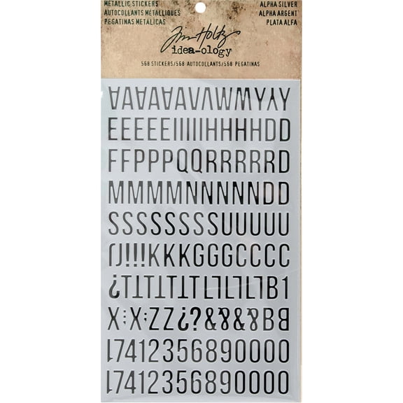 Advantus - Tim Holtz - Idea-ology Collection - Metallic Stickers - Alpha Silver