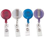 Advantus Translucent Retractable ID Card Reel, 30" Extension, Assorted Colors