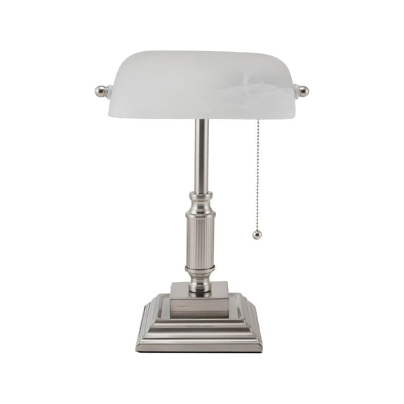 Advantus V-Light 14.8 inch Brushed Nickel LED Bankers Lamp with Frosted Shade