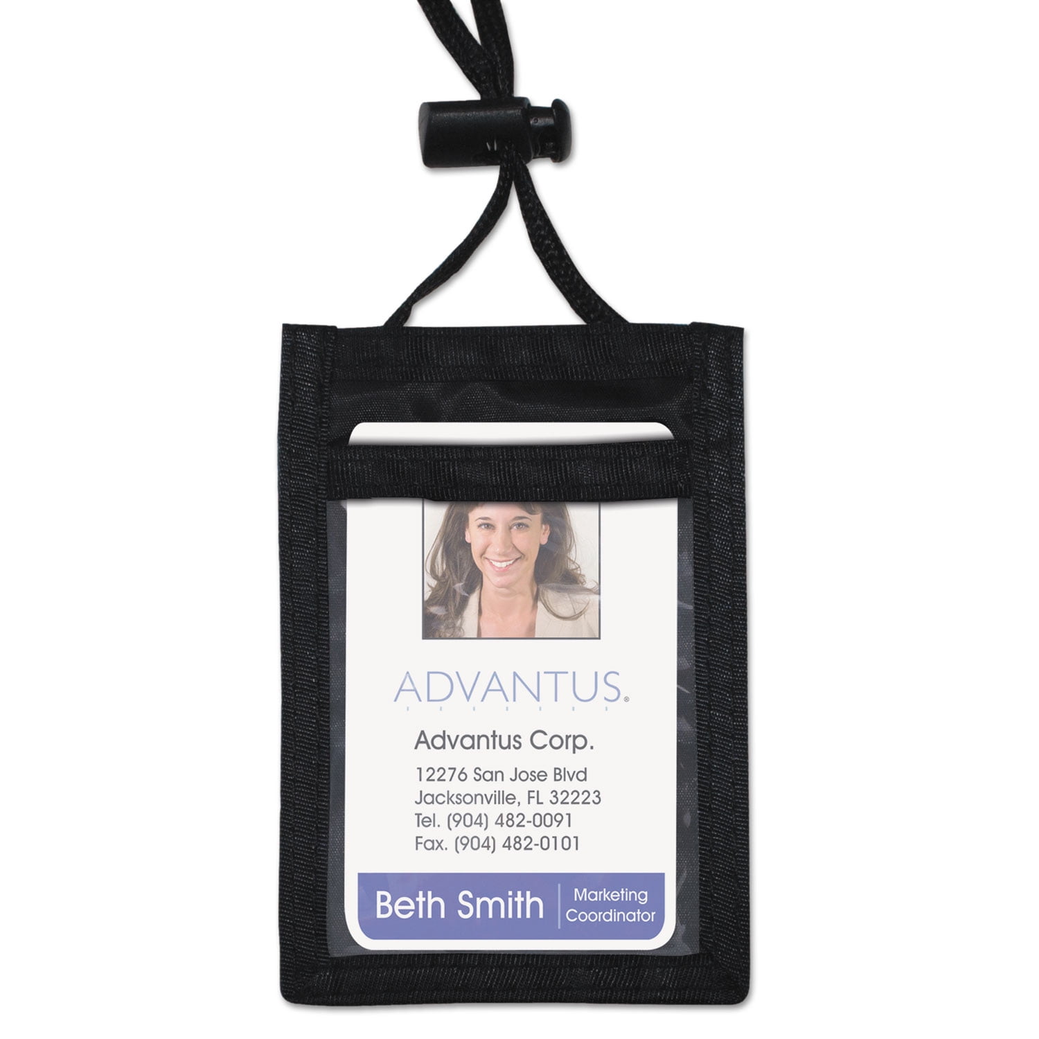 Advantus Vertical ID/Convention Neck Pouch Vertical - Nylon - 12 / Pack - Black