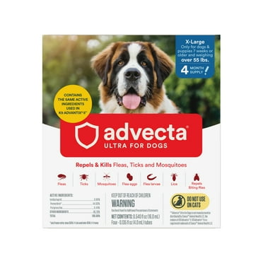 Advecta Ultra Flea Protection for Extra Large Dogs, Fast-Acting Topical Prevention, 4 Count