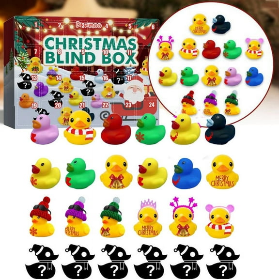 Advent Calendar 2023 - 24 Days Christmas Countdown with 24 Santa Xmas Rubber Ducks Bath Toys, Christmas Holiday Countdown Gift for 3-8 Year Old Children Kid Teens