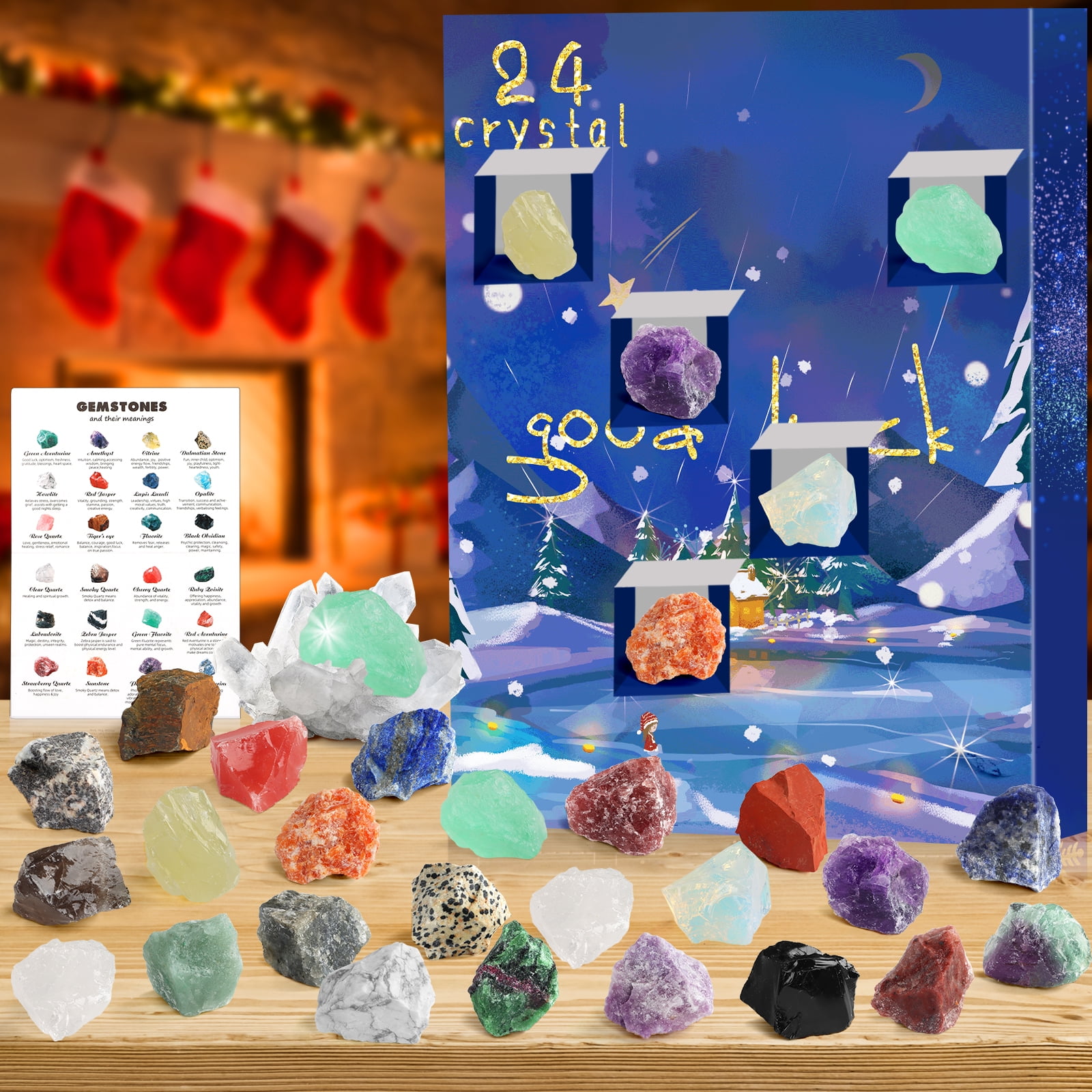 Advent Calendar 2023, 24 Days Natural Crystal Agate Stone Minerals