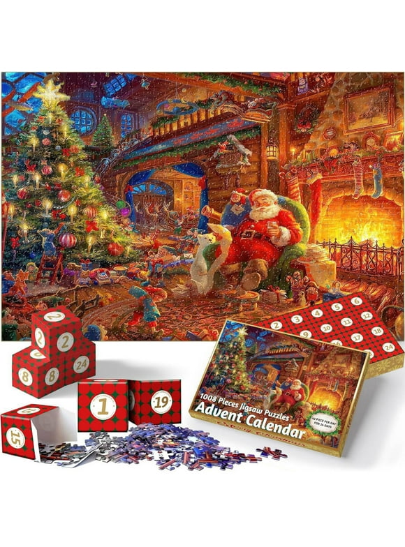 Advent Calendar 2023 Christmas Jigsaw Puzzles - Christmas Dogs 1008 Pieces Christmas Puzzles for Kids and Adults, 24 Boxes Advent Calendars Countdown to Christmas Toys Gift Puzzle