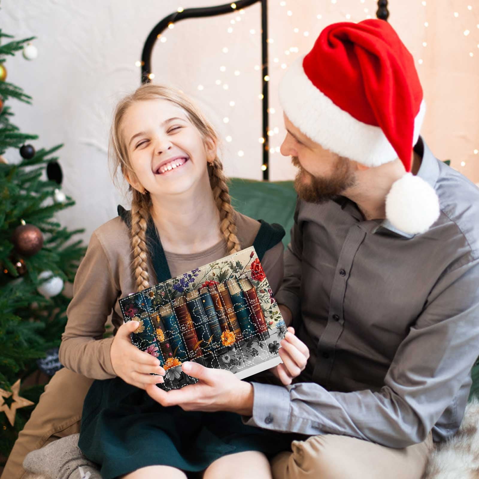 Advent Calendar 2024, 24 Days of Christmas Tree Shape Bookshelf Pendant