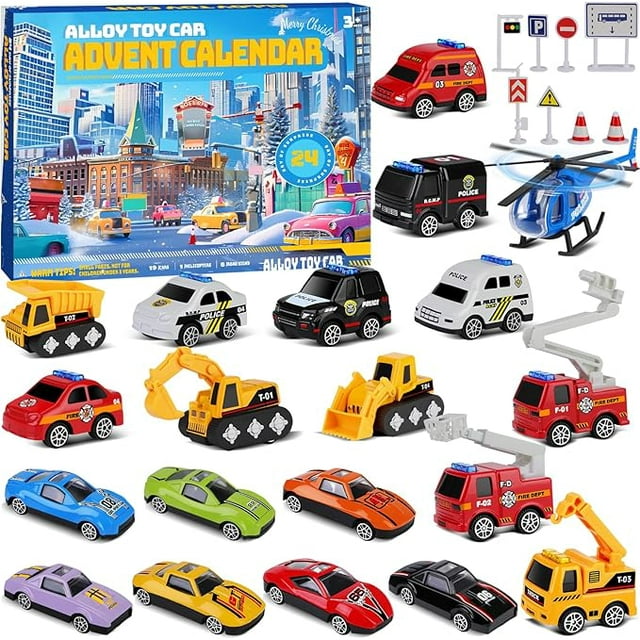 Advent Calendar 2024 Kids 24 Days Christmas Countdown Alloy Car Toys