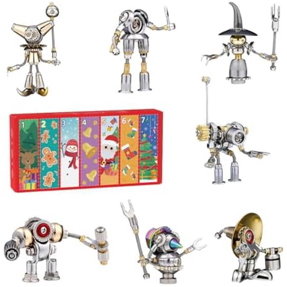 Advent Calendar 2024 Metal Puzzles, 500+PCS 7 Days 3D Metal Steampunk Mecha Assembly Model Kit Christmas Surprise Box, Birthday for Kids and Adults$$Home Decor, Kitchen, & Other