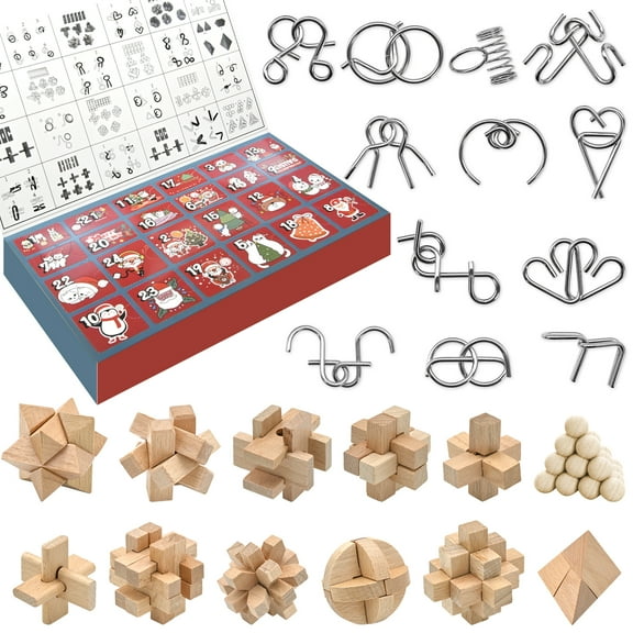 Advent Calendar 2025, 24 Days Christmas Countdown Calendar Brain Teaser Puzzle Toys Kit, Christmas Gifts for Kids Teens Adults