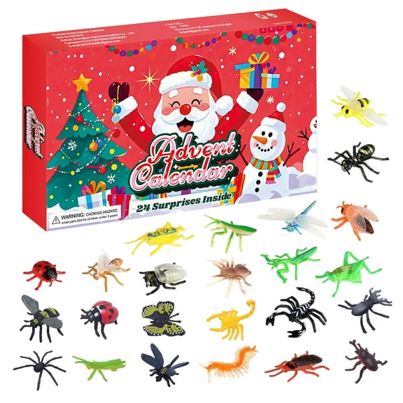 Advent Calendar 2025 24 Days Countdown Calendar with 24 Wildlife and Insects Ornaments for Christmas Tree Gifts for Bugs Lovers Kids Holiday Celebration