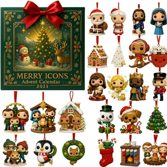 Advent Calendar 2025, 24 Days Countdown Calendar With Festive Figurine Ornaments For Christmas Tree Decor And Holiday Collecting