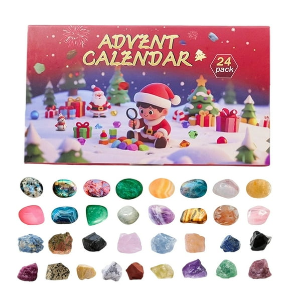 Advent Calendar 2025 24 Days Of Surprise Gemstone For Adults And Kids Educational Rock Mining Set