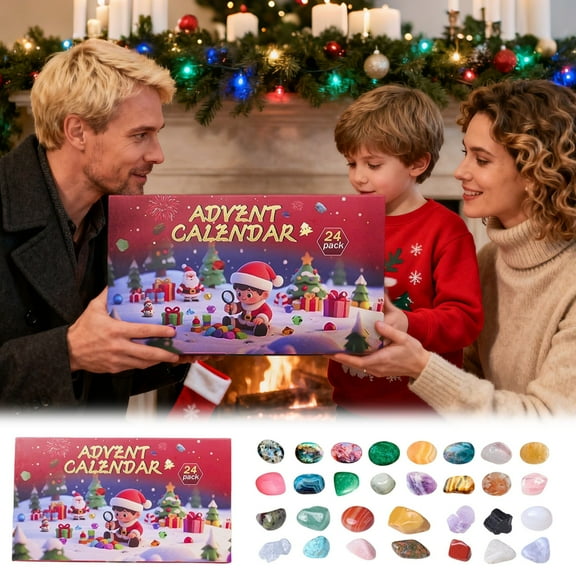 Advent Calendar 2025 24 Days Of Surprise Gemstone For Adults And Kids Educational Rock Set Holiday Countdown Experience
