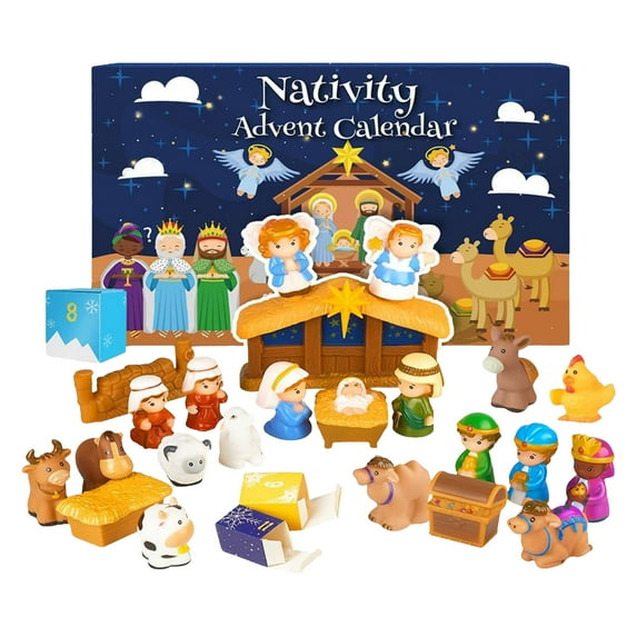 Advent Calendar 2025-25 Days of Christmas Nativity Scene Set - Countdown to for Kids Boys Girls Children Toddler Teens Indoor