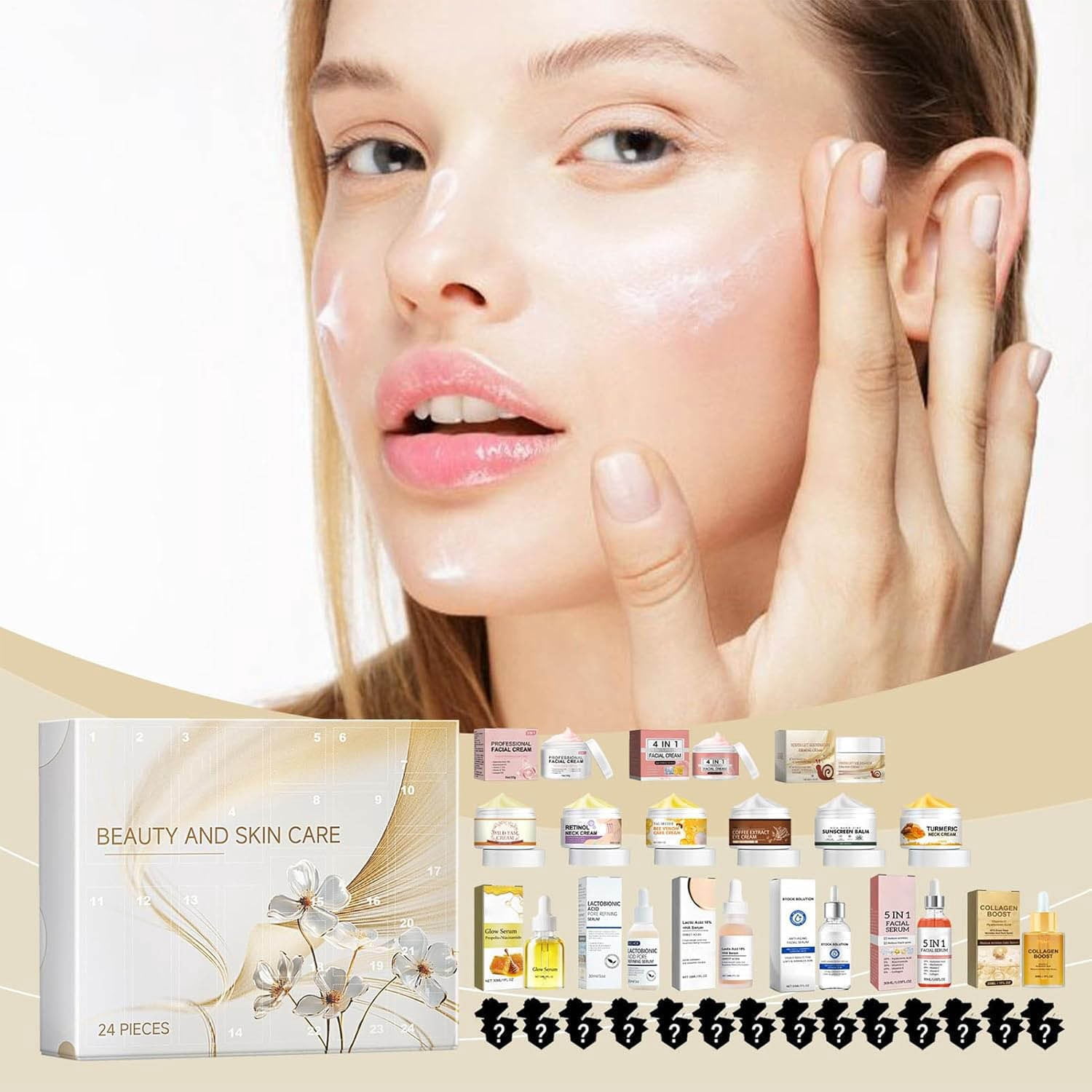 Advent Calendar 2025, Beauty 24 Piece Holiday Beauty Advent Calendar, Pampering Skincare Christmas Countdown Calendars, Makeup Set Gift for Girlfriend Wife Mum Sister