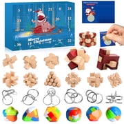 Advent Calendar 2025, Brain Teaser Puzzles Present Box for Kids and Adults, 24 Days Countdown Calendars for Boys Girls, Christmas Advent Calendar with Scratch Card