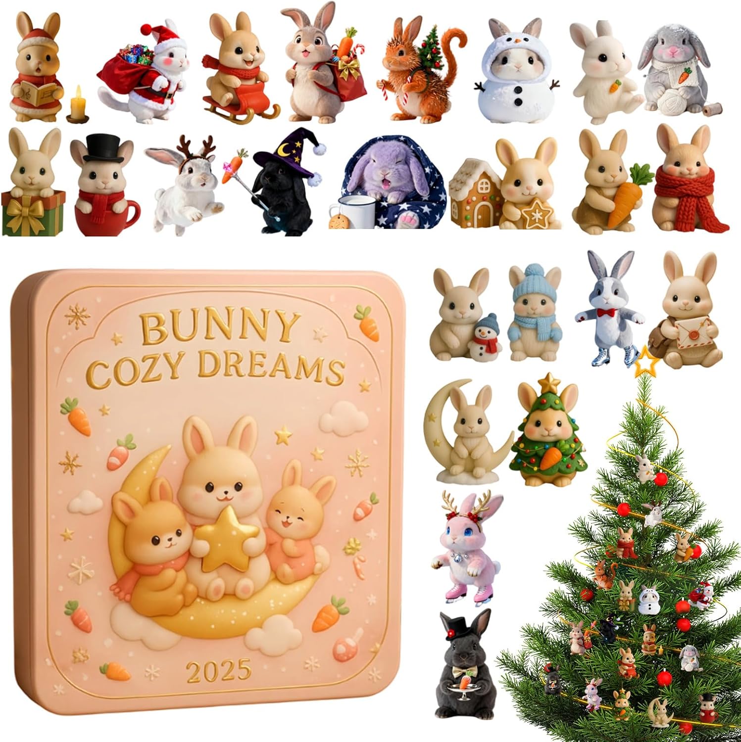 Advent Calendar 2025 Bunny Dreams, 24 Days Christmas Countdown with ...