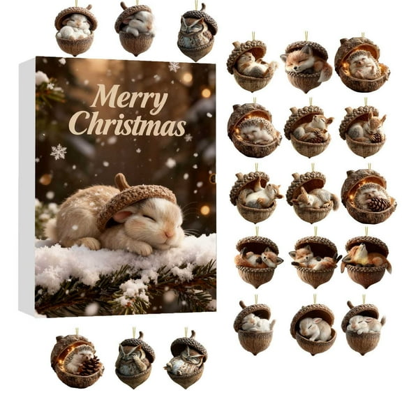 Advent Calendar 2025,Christmas Countdown Calendar for Kids with 24 1.46 Inch 2D Pinecones for Decorating to Open Each Day,Exquisite Pinecone Ornaments for 2025 Xmas Surprise Gift-Cover G