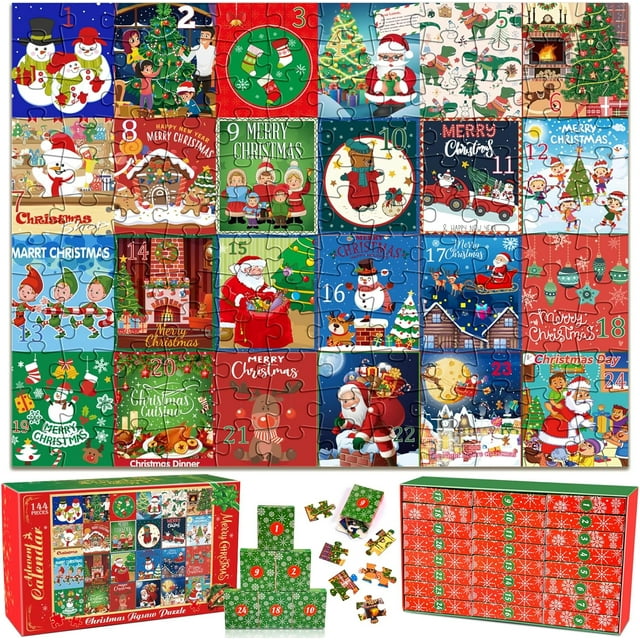 Advent Calendar 2025, Christmas Jigsaw Puzzles 24 Days 144 Pieces