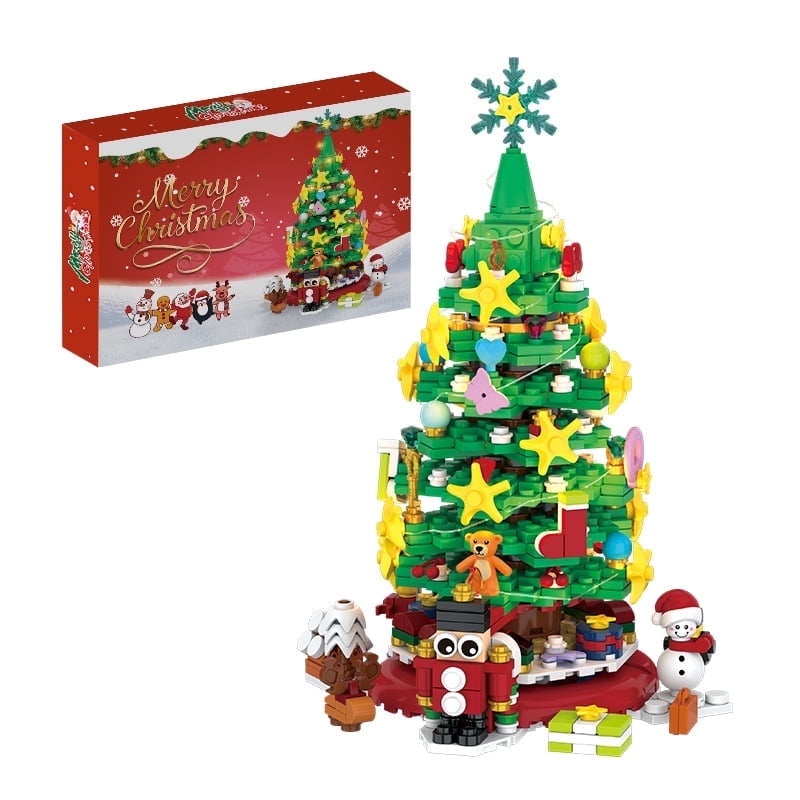 Advent Calendar 2025 Christmas Tree Building Block Set,571 Pieces Christmas Santa Claus Moose Train Toy Decorations Building Kits for Adults Kids Teen Girls Boys Countdown Calendar Gifts