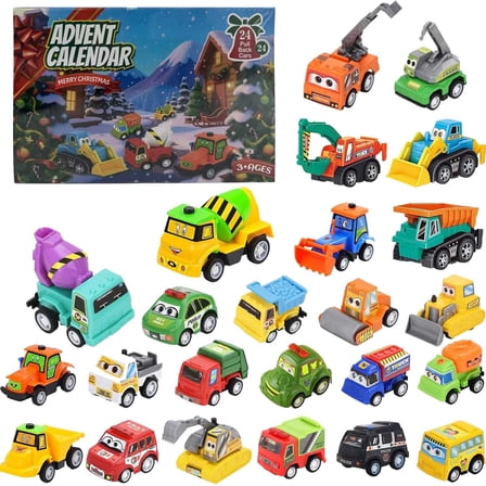Advent Calendar 2025 for Kids, 24 Days Christmas Countdown Calendar with Pull-Back Cars Vehicles, Holiday Gifts Advent Calendar for Toddler Boy and Christmas Toys Set