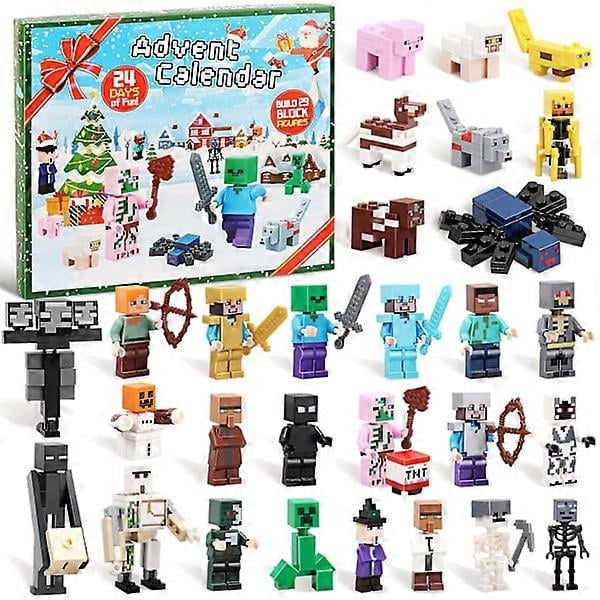 Advent Calendar 2025 Minecraft, 24 Days Toy Figures Building Blocks