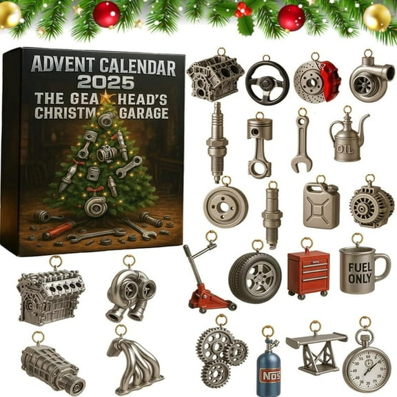 Advent Calendar 2025:The Gearhead's Christmas Garage Advent Calendar 2025 - 24 Days of Miniature Car Parts & Tools, Automotive Christmas Countdown with Surprise Gifts for Car Lovers & Mechanics