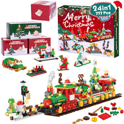 Advent Calendar 2025, With light strip Christmas Train Building Blocks 777PCS Building Set with 24-Day Countdown Surprise Gift Box Holiday Decor & Great Christmas Xmas New Year Gift for Kids & Adults