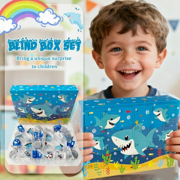 24 Day Shark Christmas Countdown Advent Calendar, Surprise Blind Box Collection for Holiday Parties and Festive Home Entertainment
