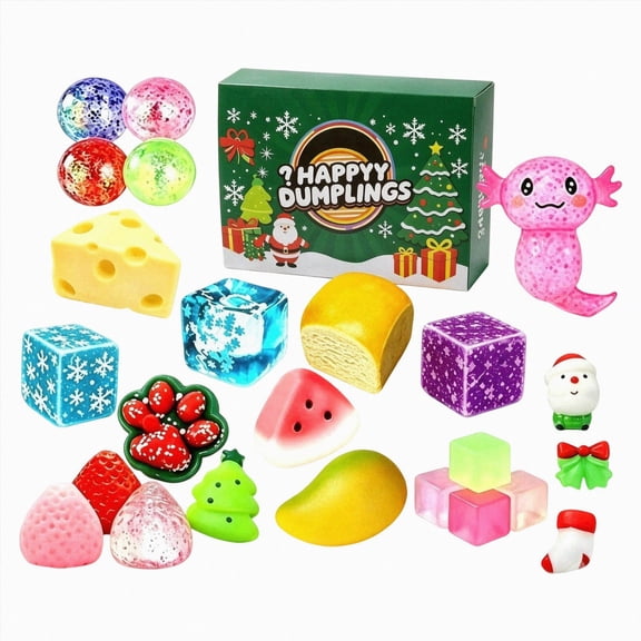 Advent Calendar 2026, 24 Days of Christmas Countdown Calendar | Including 24 Kawaii Squishies Toys, Surprises Sensory Fidget Toys for Kids & Adult, Christmas Party Favors Squeeze Gift
