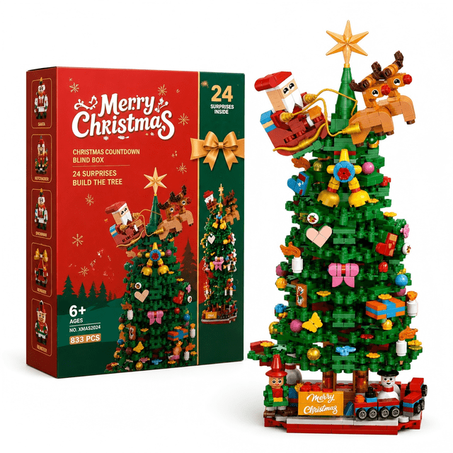 Plastic Tree Form Advent Calendar 2026 24 Days Christmas Tree Building Blocks Surprise ...