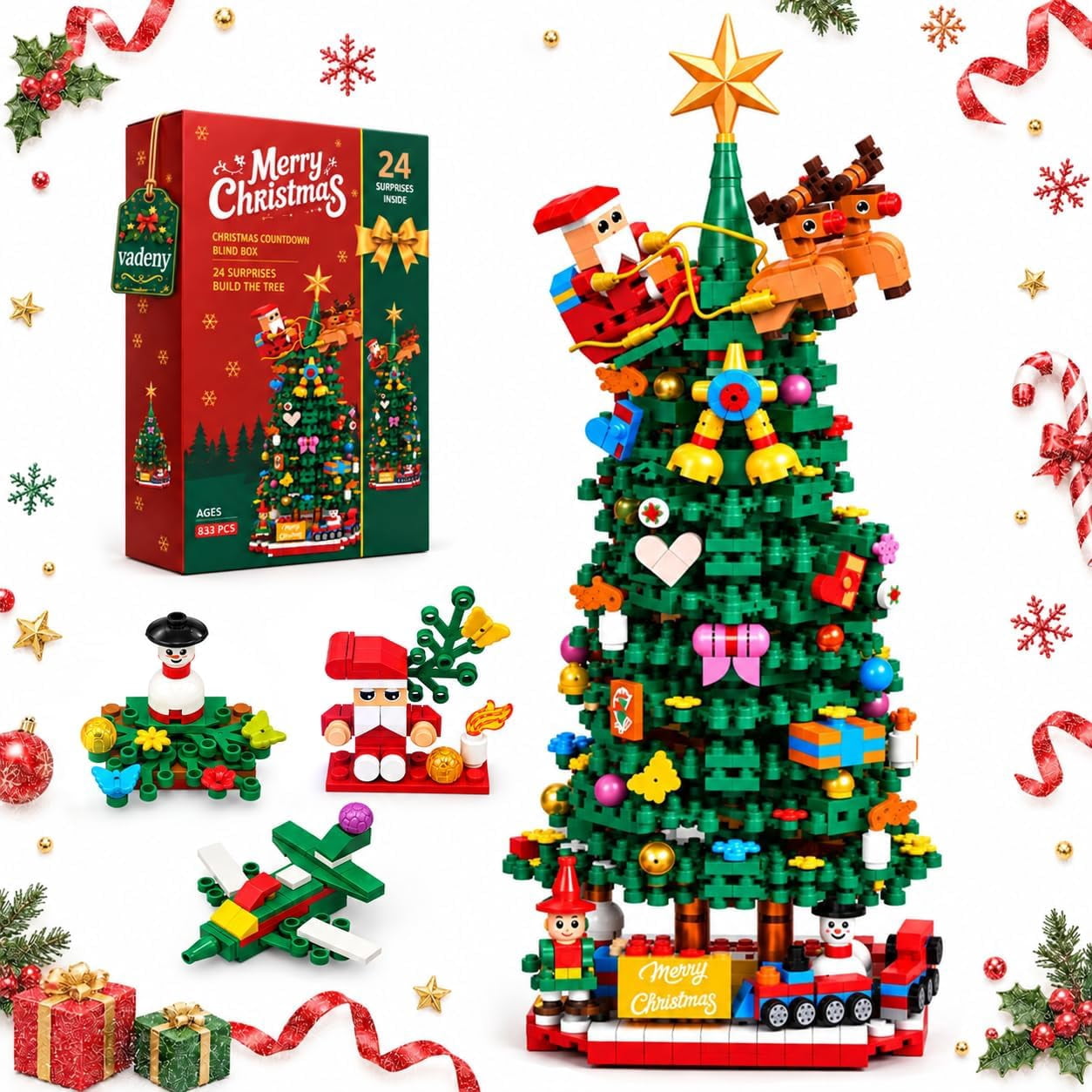 Advent Calendar 2026 Christmas Tree Building Blocks 24 Days Countdown ...