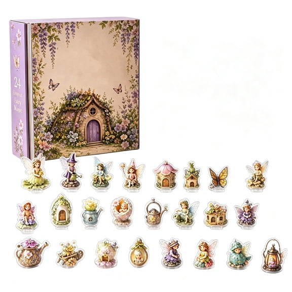 Advent Calendar 2026 Countdown Calendar, Acrylic Airplane Box 24 PC Flower Fairy Elf Blind Box, Holiday Decor and Gifts Christmas Calendar