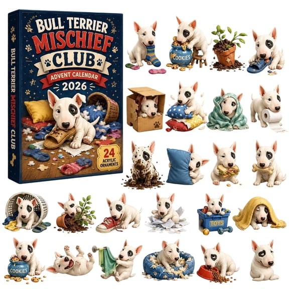 Advent Calendar 2026 Countdown Calendar, Acrylic Shoe Biting Bull Terrier Blind Box Charm Set, Christmas Holiday Decor and Gifts Christmas Calendar