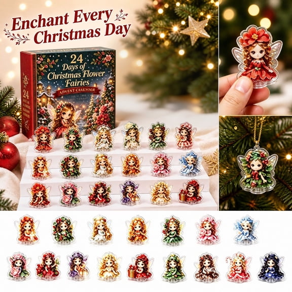 Advent Calendar 2026 Flat Acrylic Airplane Box Hanging Ornament Holiday Fairy Elf Blind Box Festive Tree Decor Party Hanging Ornament
