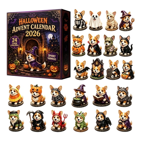 Advent Calendar 2026 Halloween Corgi Figures Provides 24 Days Of Spooky Fun For Halloween Party And Classroom Display For Families Kids And Halloween Fans