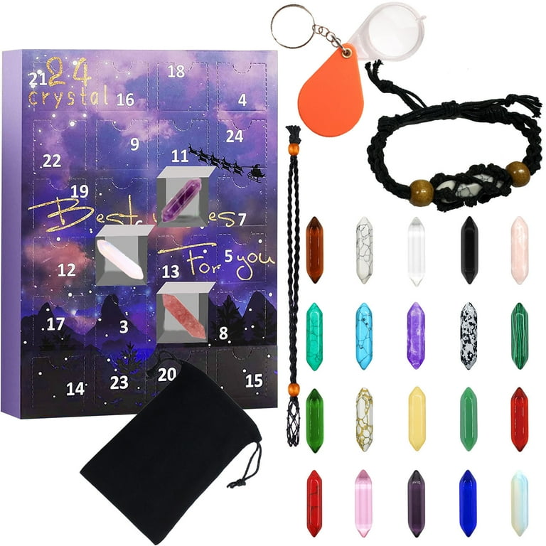 24 Day Crystal Advent Calendar- 24 Crystals of Christmas, Unique Christmas on sale Countdown, Mystery Healing Crystal Gift, Holiday Self Care Set