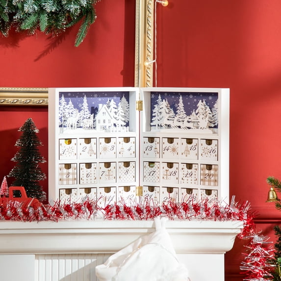 Advent Calendar 24 Days Foldable Wooden Christmas Countdown