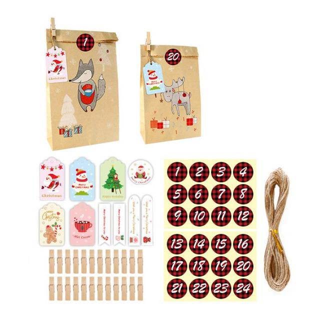 Advent Calendar Bags 24 Christmas Calendar Gift Bags With Stickers